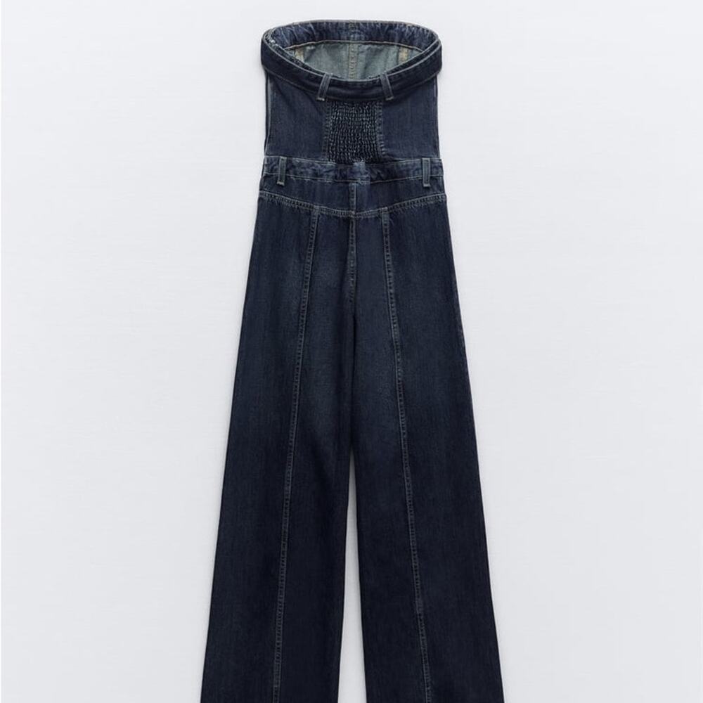 ZARA STRAPLESS TRF DENIM DRESS - Picture 12 of 15
